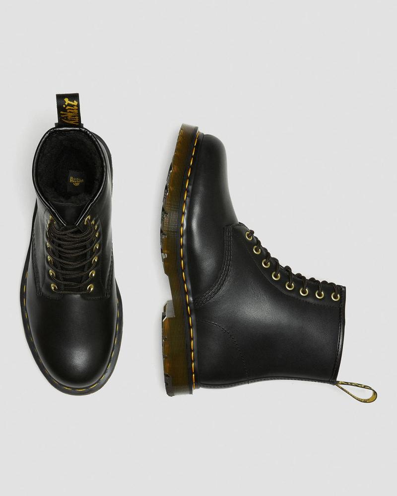 Dr Martens 1460 DM's Wintergrip Læder Arbejdsstøvler Dame Sort | DK 393PJJ